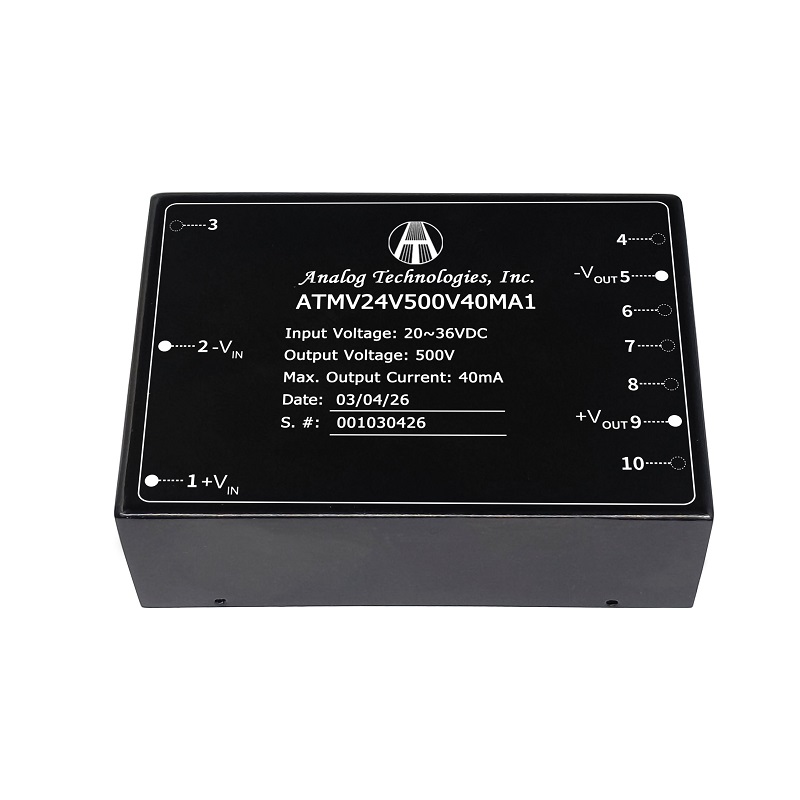 ATMV24V500V40MA1 – 20W Isolated DC-DC Power Module, 20V–36V Input, 500V Output, 40mA, 1500VDC Isolation