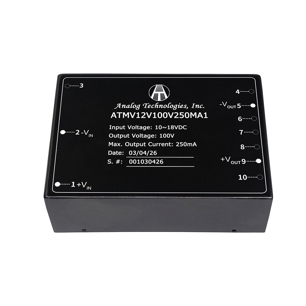 ATMV12V100V250MA1 – 25W Isolated DC-DC Power Module, 10V–18V Input, 100V Output, 250mA, 1500VDC Isolation