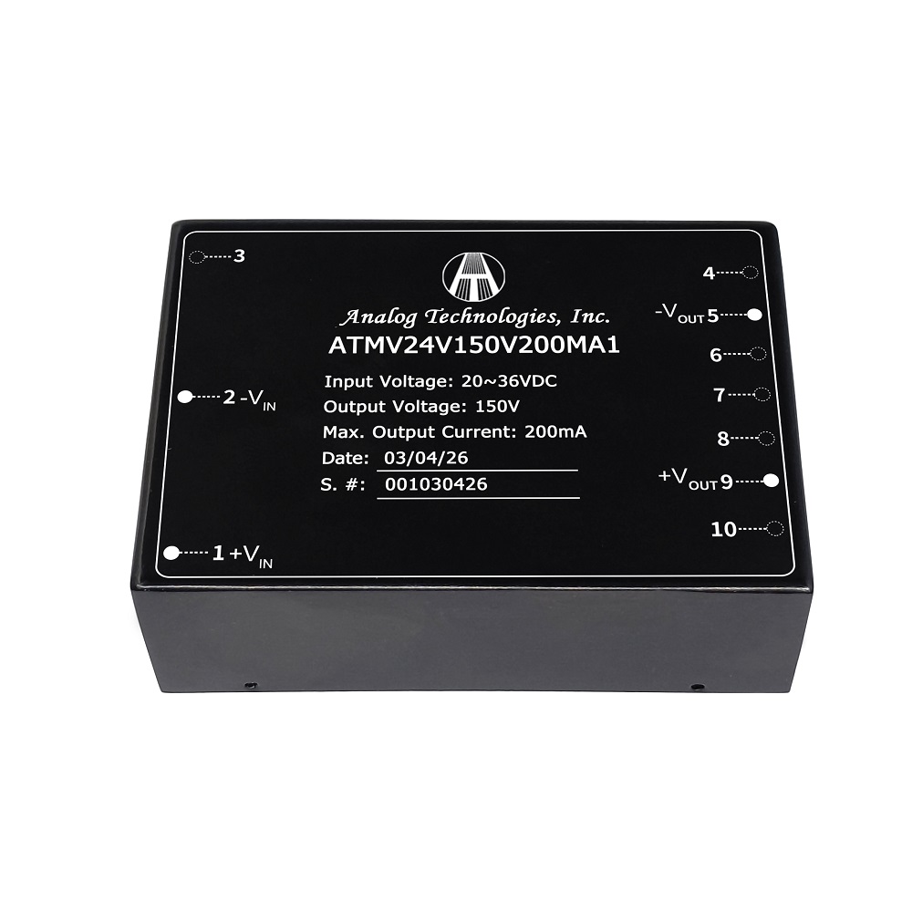 ATMV24V150V200MA1 30W Isolated DC-DC Power Module, 24V Input, 150V Output, 200mA