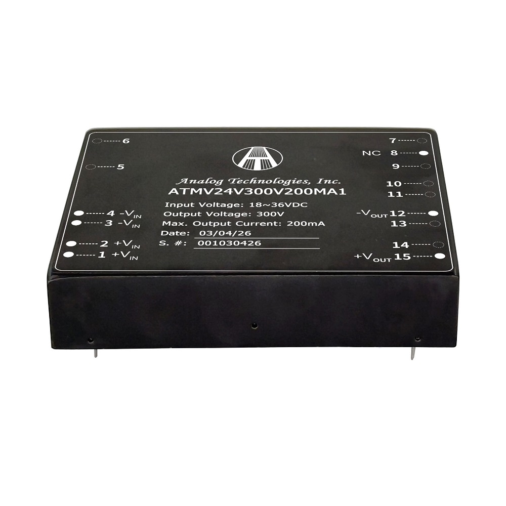 60W Isolated DC-DC Power Module ATMV24V300V200MA1